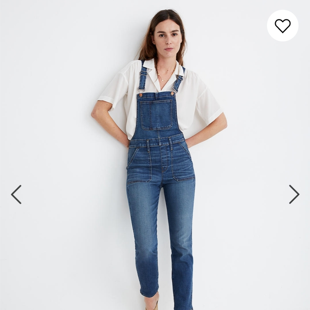 Like new, discontinued Madewell Stovepipe Overalls, XST size